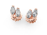 Rose gold Marquise Diamond Two Stone Stud Earrings_1