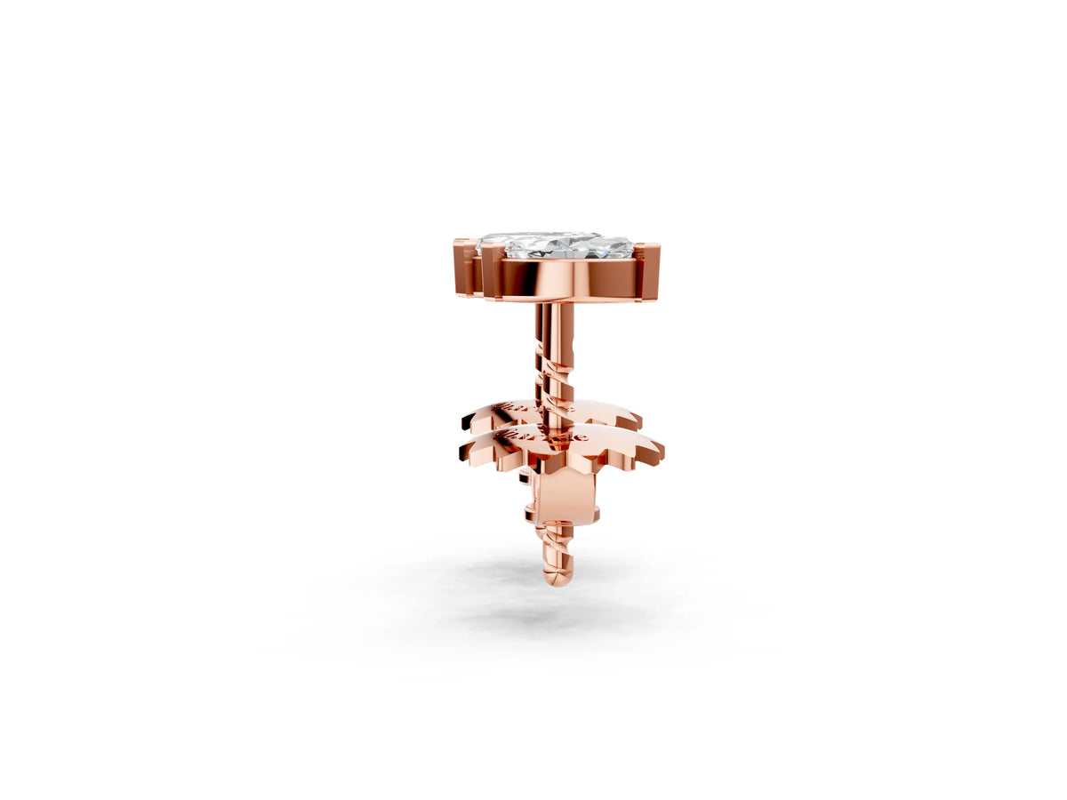 Rose gold Marquise Diamond Two Stone Stud Earrings_2