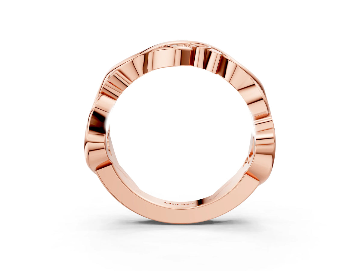 Rose gold Marquise Diamond Vine Eternity Band with Bezel Setting_3