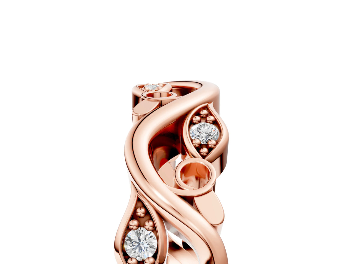 Rose gold Marquise Diamond Vine Eternity Band with Bezel Setting_5