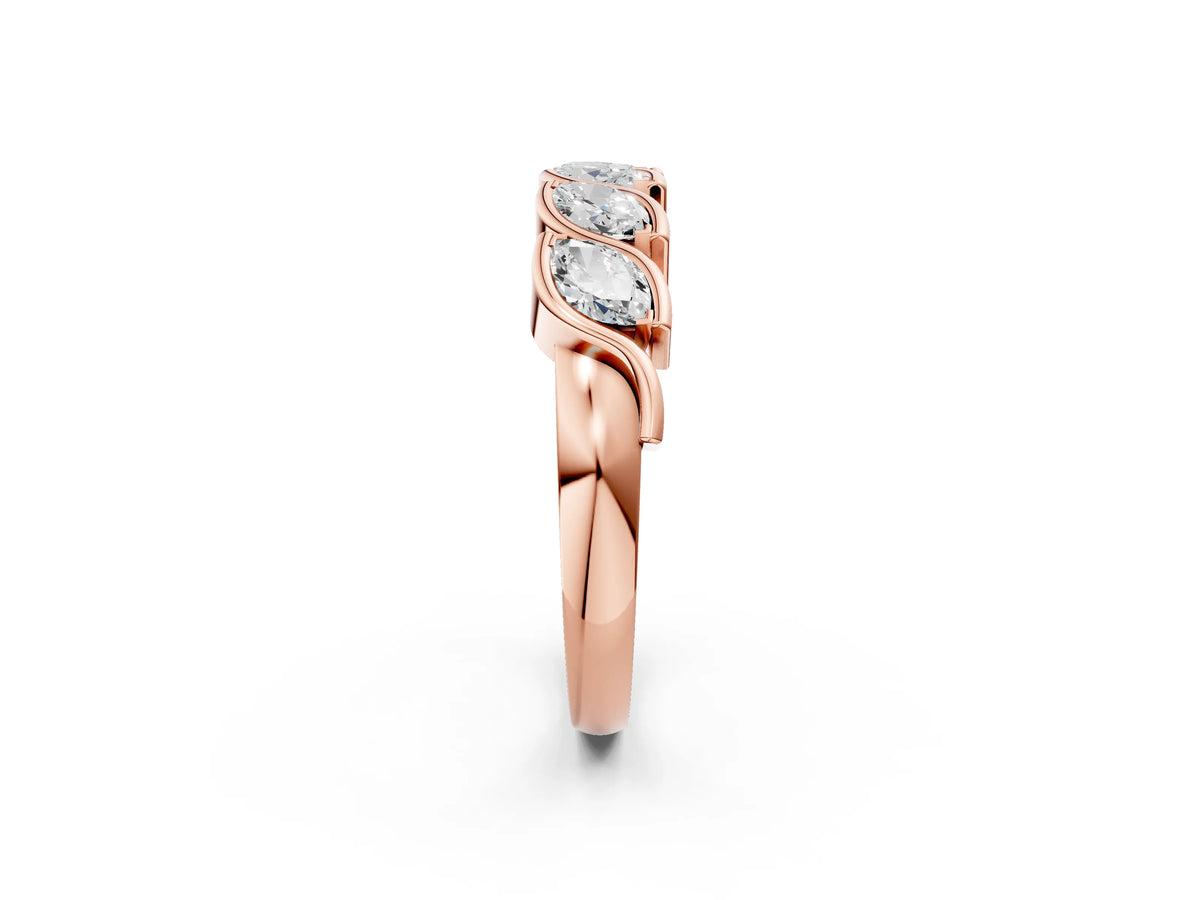 Rose gold Marquise Diamond Wave Band with Channel Setting_2