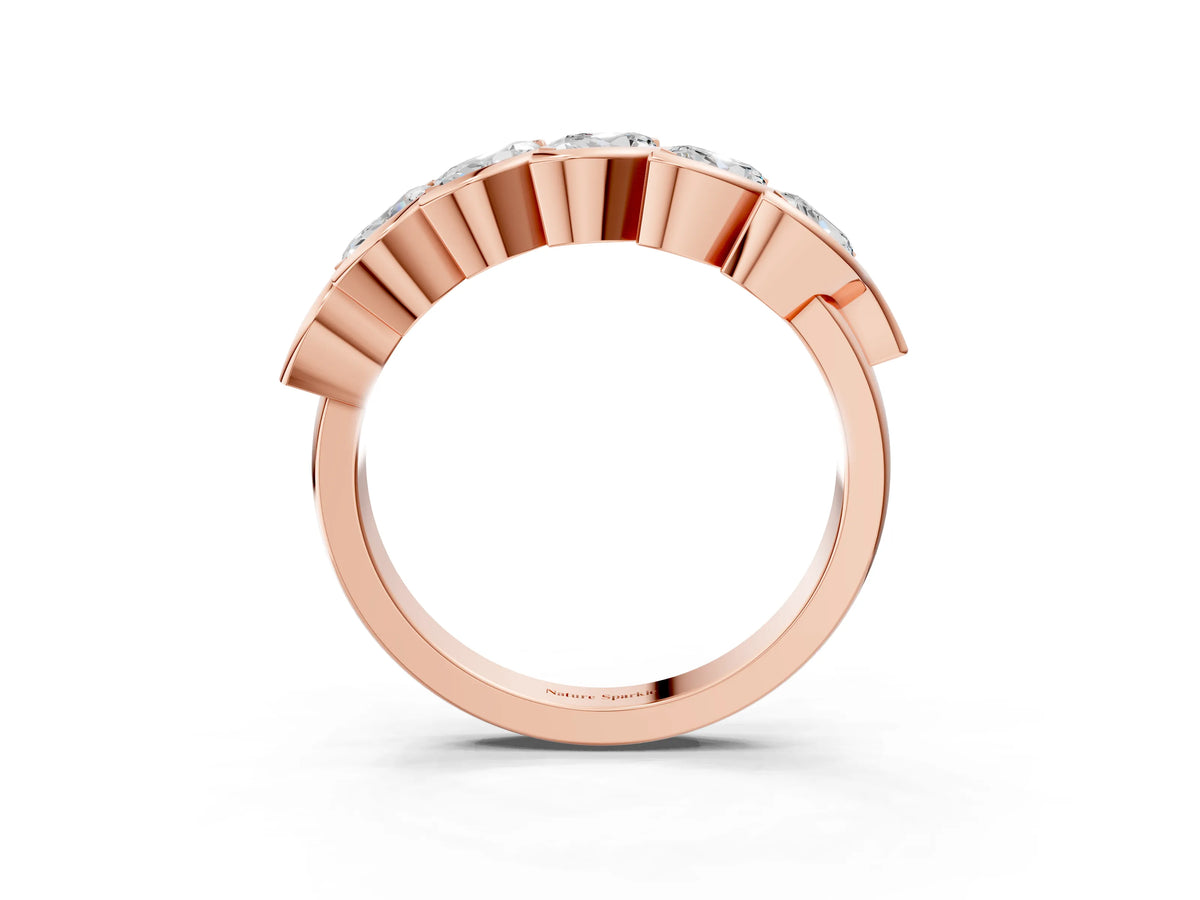 Rose gold Marquise Diamond Wave Band with Channel Setting_3