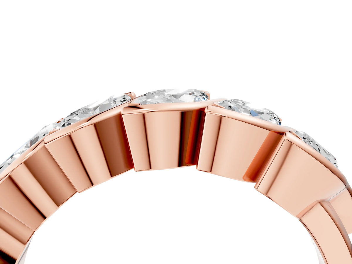 Rose gold Marquise Diamond Wave Band with Channel Setting_4