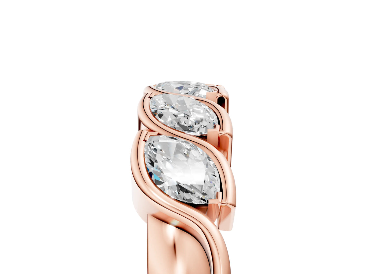 Rose gold Marquise Diamond Wave Band with Channel Setting_5