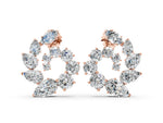 Rose gold Marquise, Pear and Round Diamond Graduated Cluster Stud Earrings