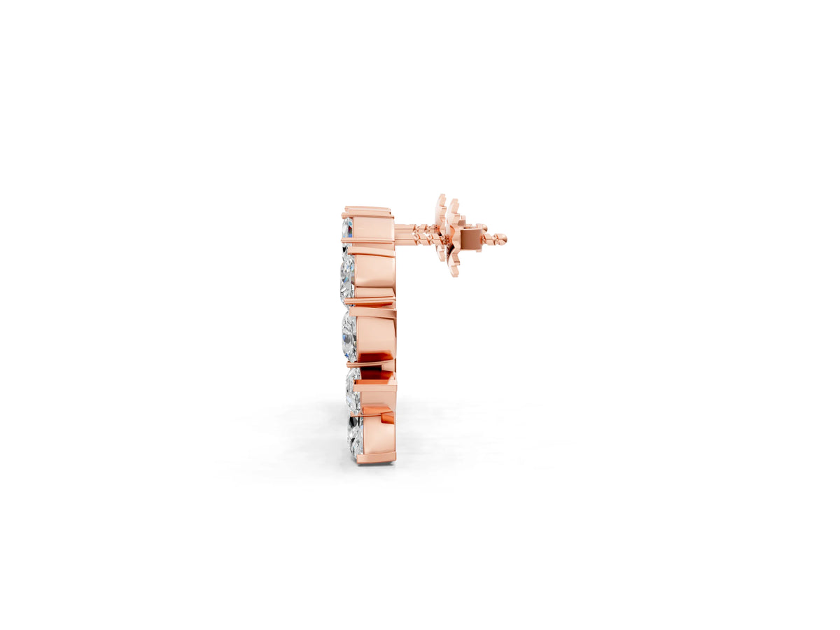 Rose gold Marquise, Pear and Round Diamond Graduated Cluster Stud Earrings_1