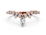 Rose gold Marquise and Round Diamond Chevron Band with Prong Setting