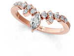 Rose gold Marquise and Round Diamond Chevron Band with Prong Setting_1