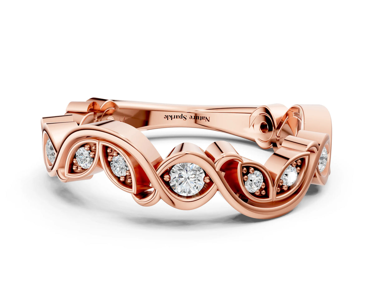 Rose gold Marquise and Round Diamond Infinity Eternity Band with Bezel Setting