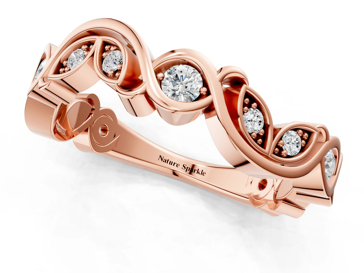 Rose gold Marquise and Round Diamond Infinity Eternity Band with Bezel Setting_1