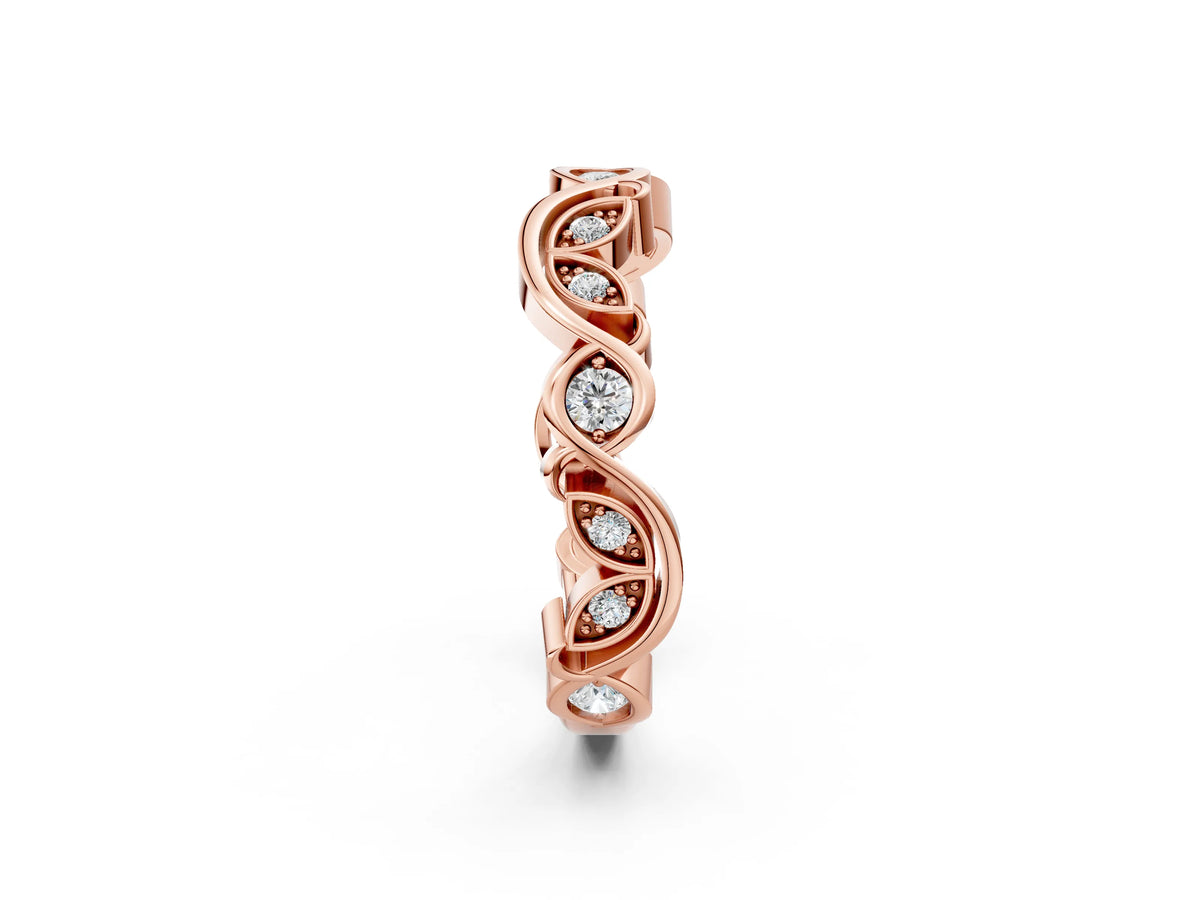 Rose gold Marquise and Round Diamond Infinity Eternity Band with Bezel Setting_2