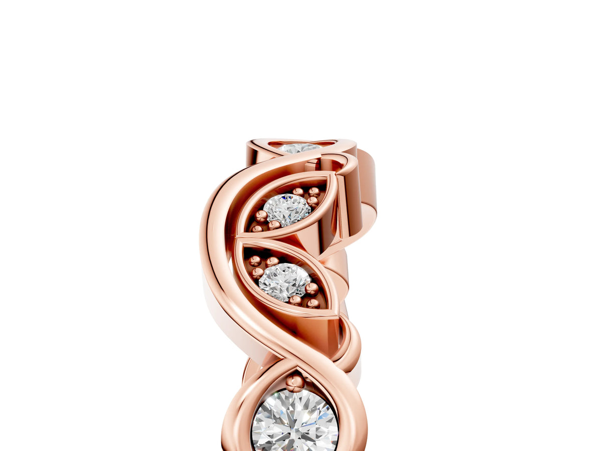Rose gold Marquise and Round Diamond Infinity Eternity Band with Bezel Setting_5