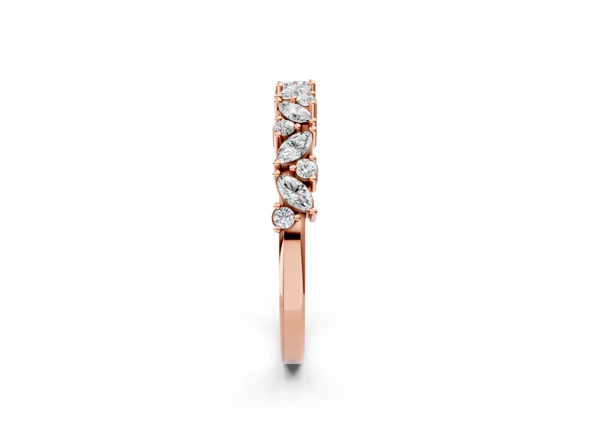 Rose gold Marquise and Round Diamond Vine Eternity Band with Prong Setting_2