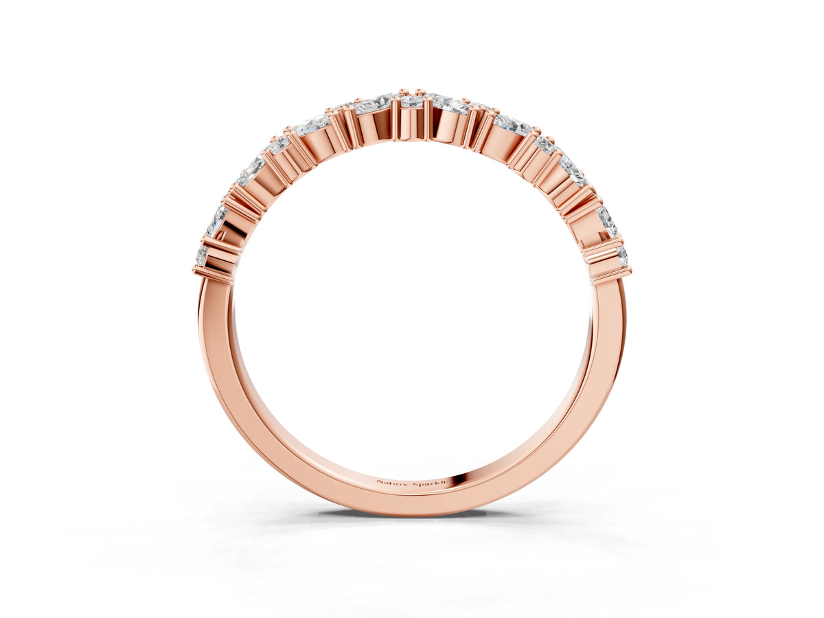 Rose gold Marquise and Round Diamond Vine Eternity Band with Prong Setting_3
