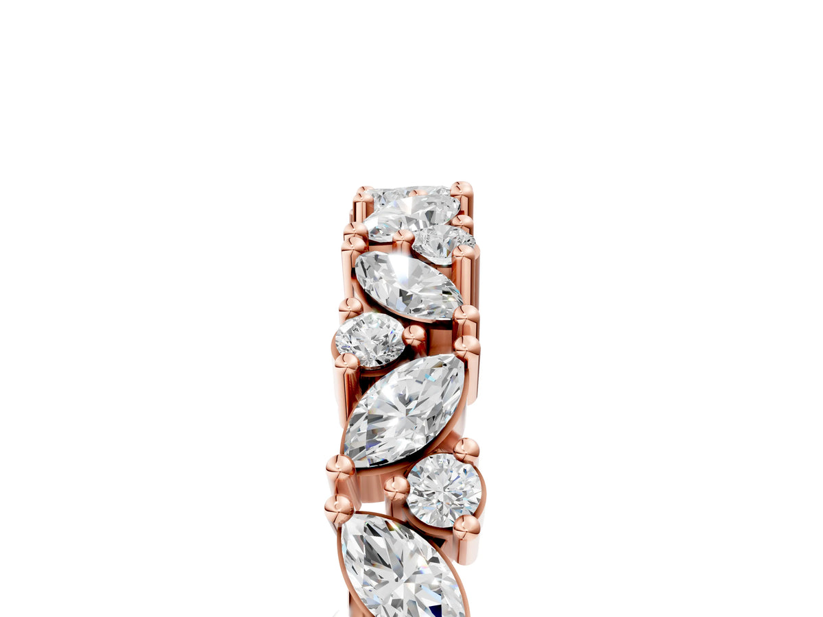 Rose gold Marquise and Round Diamond Vine Eternity Band with Prong Setting_5