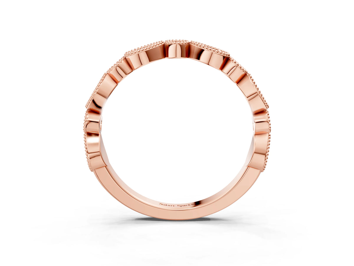 Rose gold Milgrain Bezel Set Pear and Round Diamond Eternity Band_3