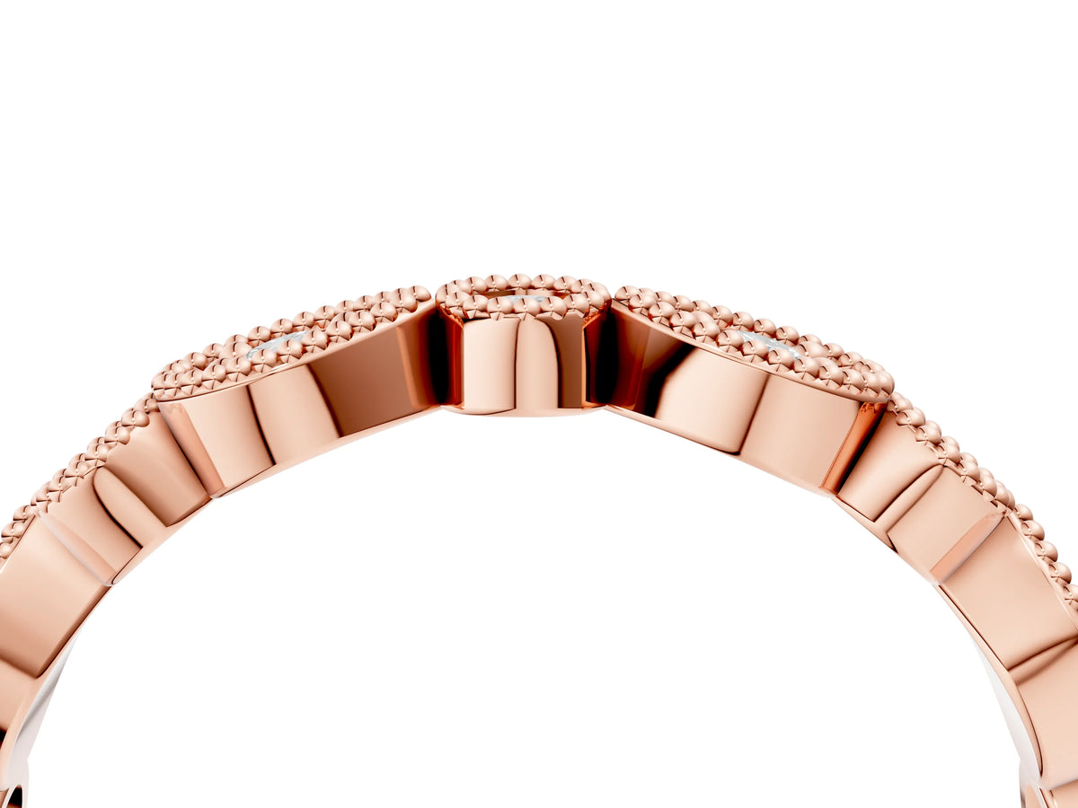 Rose gold Milgrain Bezel Set Pear and Round Diamond Eternity Band_4