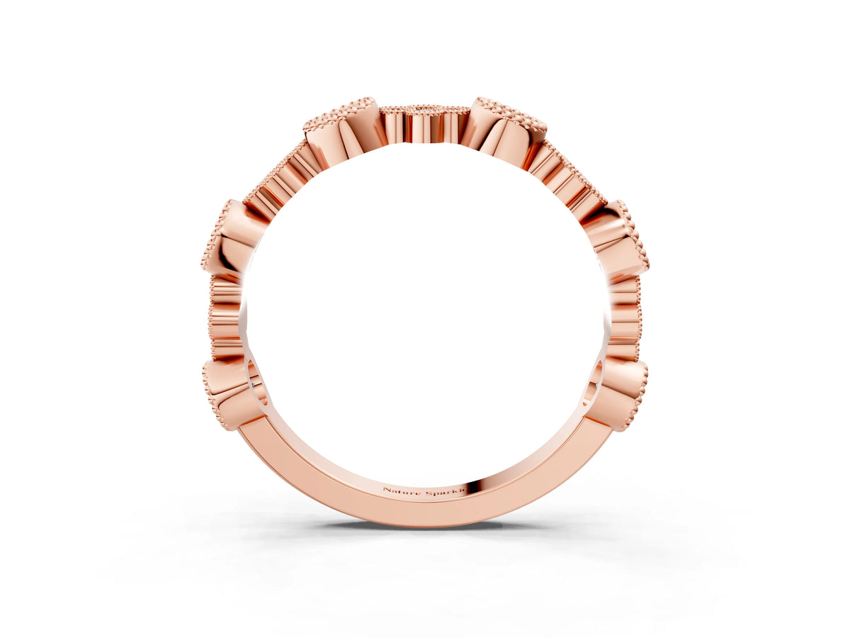 Rose gold Milgrain Bezel Set Round Diamond Cluster Eternity Band_3