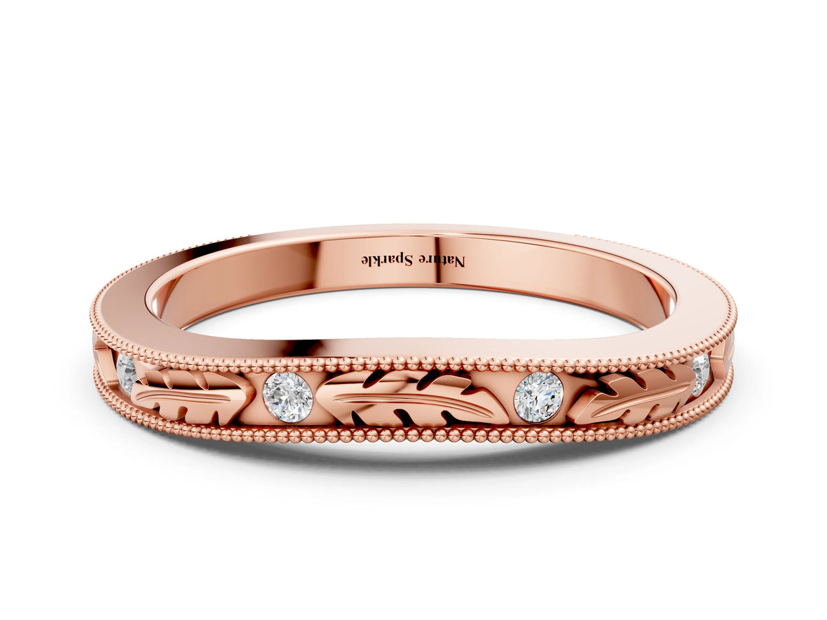 Rose gold Milgrain Bezel Set Round Diamond Eternity Band