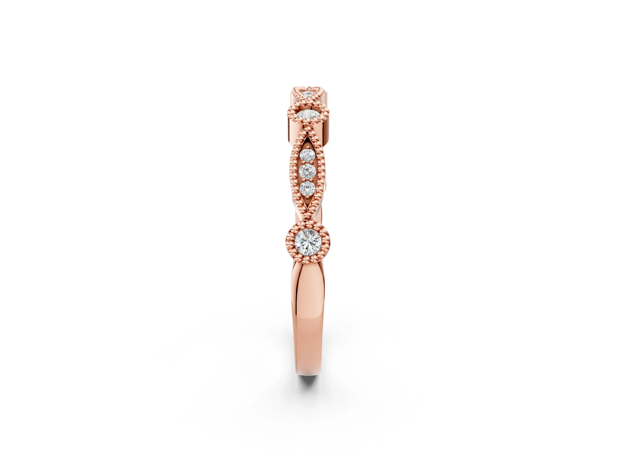 Rose gold Milgrain Bezel and Marquise Diamond Band_2