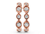 Rose gold Milgrain Marquise Diamond Hoop Earrings with Bezel Setting