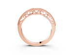 Rose gold Milgrain Round Diamond Pavé Chevron Band_3