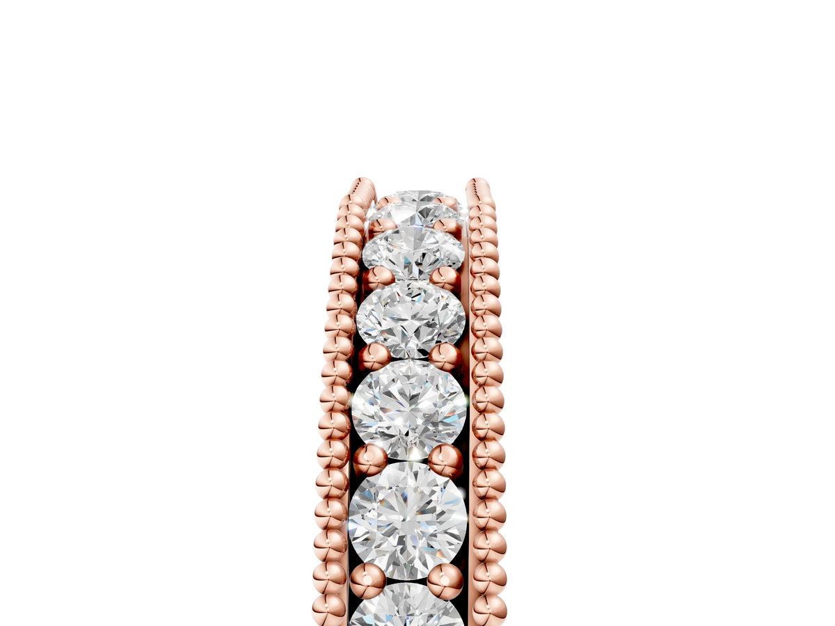 Rose gold Milgrain Round Diamond Pavé Chevron Band_5