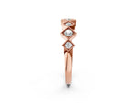 Rose gold Milgrain Square Bezel Round Diamond Chevron Band_2