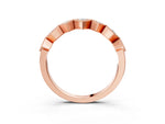 Rose gold Milgrain Square Bezel Round Diamond Chevron Band_3