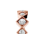 Rose gold Milgrain Square Bezel Round Diamond Chevron Band_5