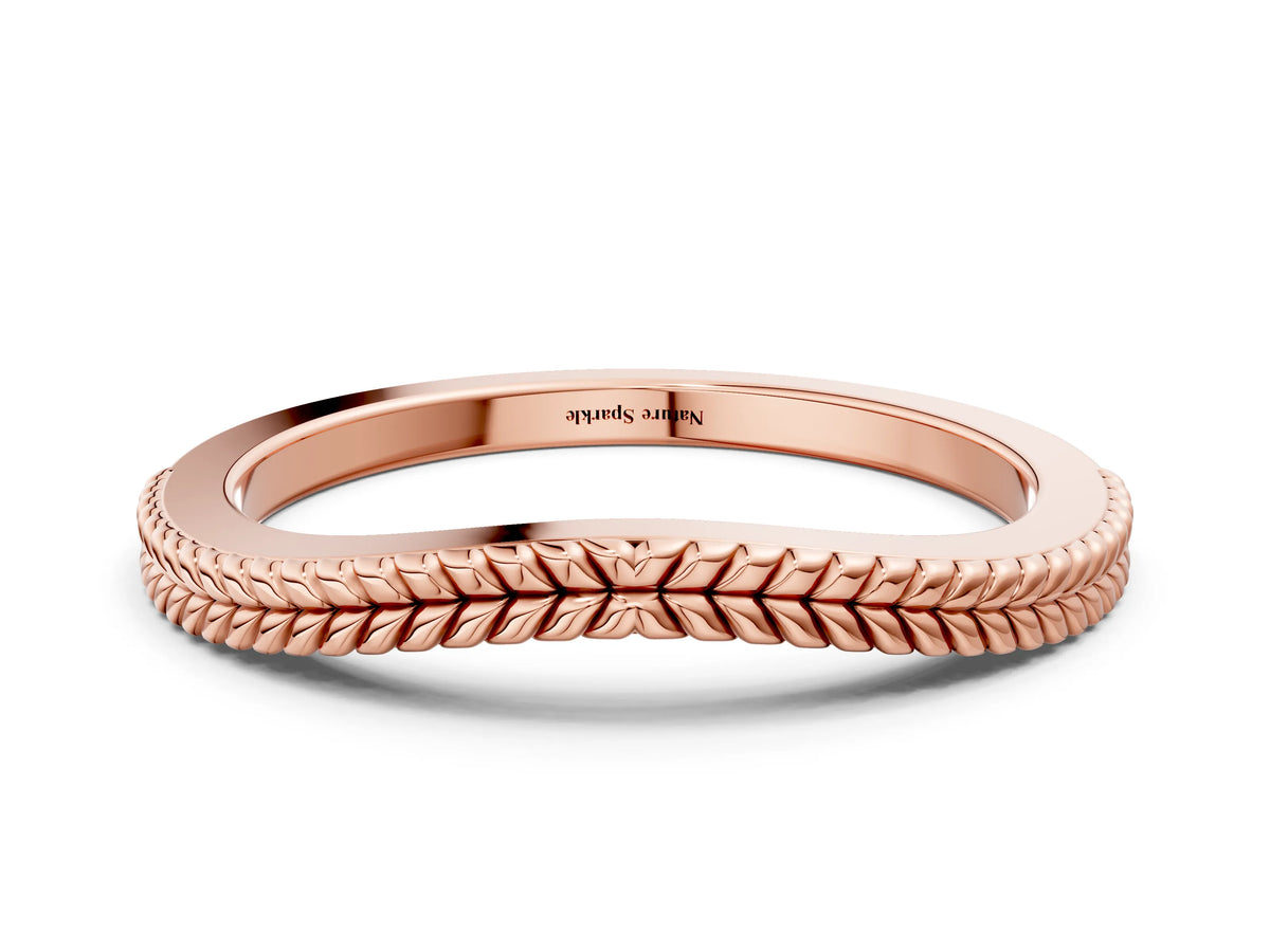 Rose gold Milgrain Twist Contour Wedding Band