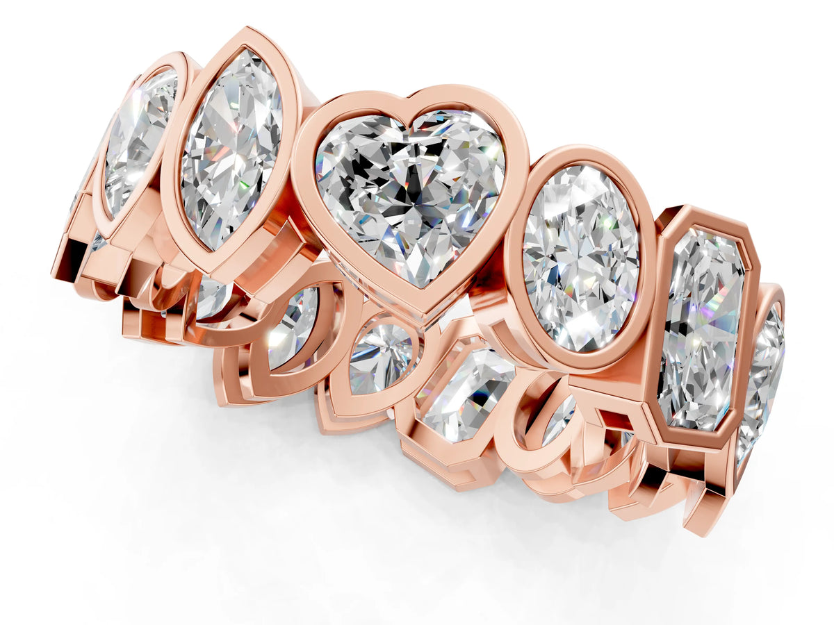 Rose gold Mixed Shape Diamond Bezel Set Eternity Wedding Band_1