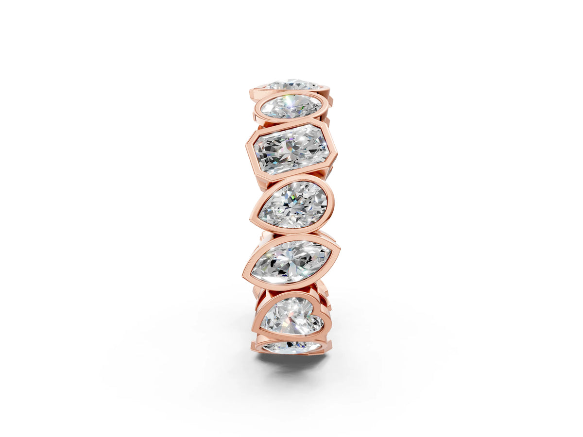 Rose gold Mixed Shape Diamond Bezel Set Eternity Wedding Band_2