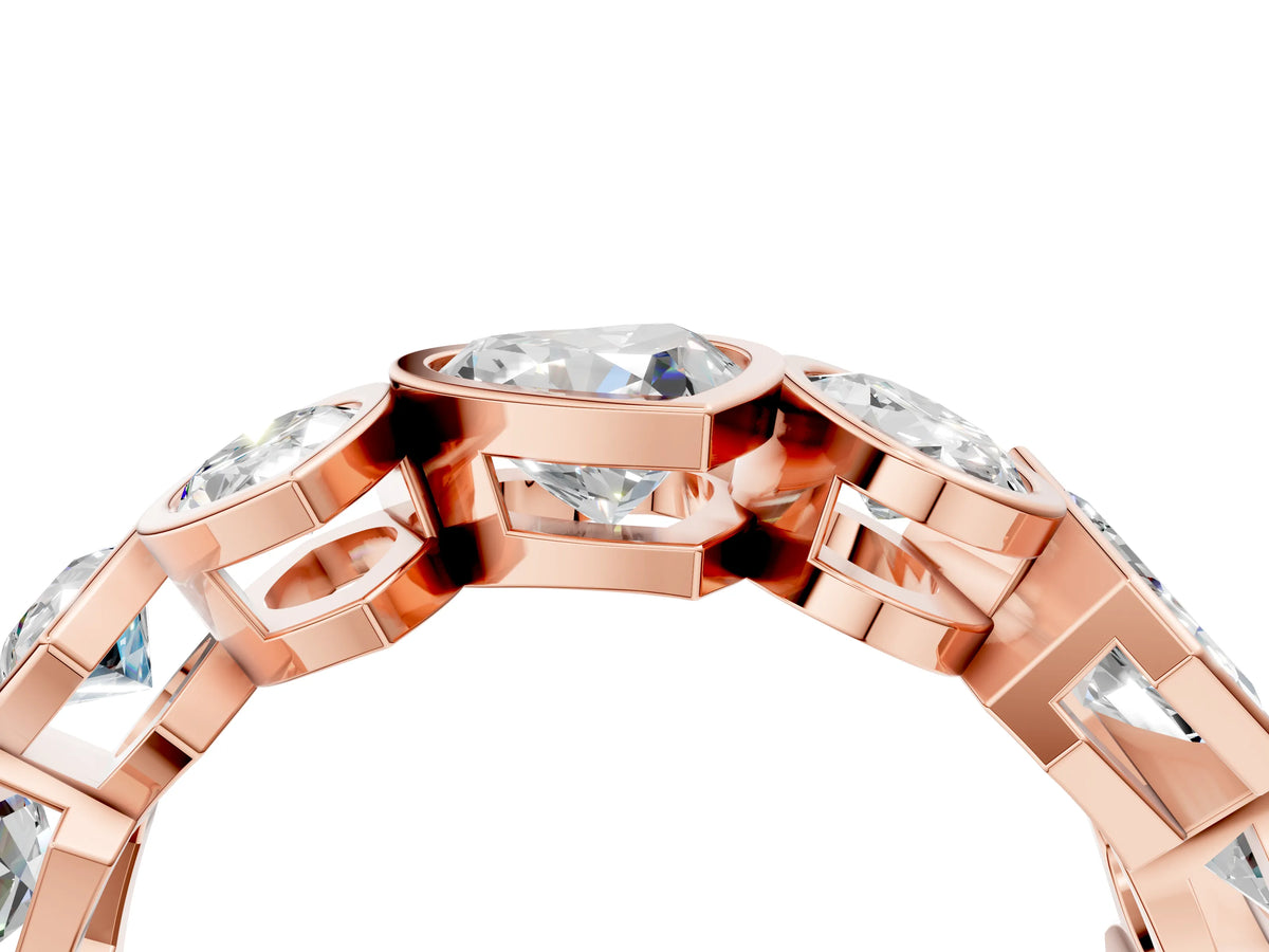 Rose gold Mixed Shape Diamond Bezel Set Eternity Wedding Band_4