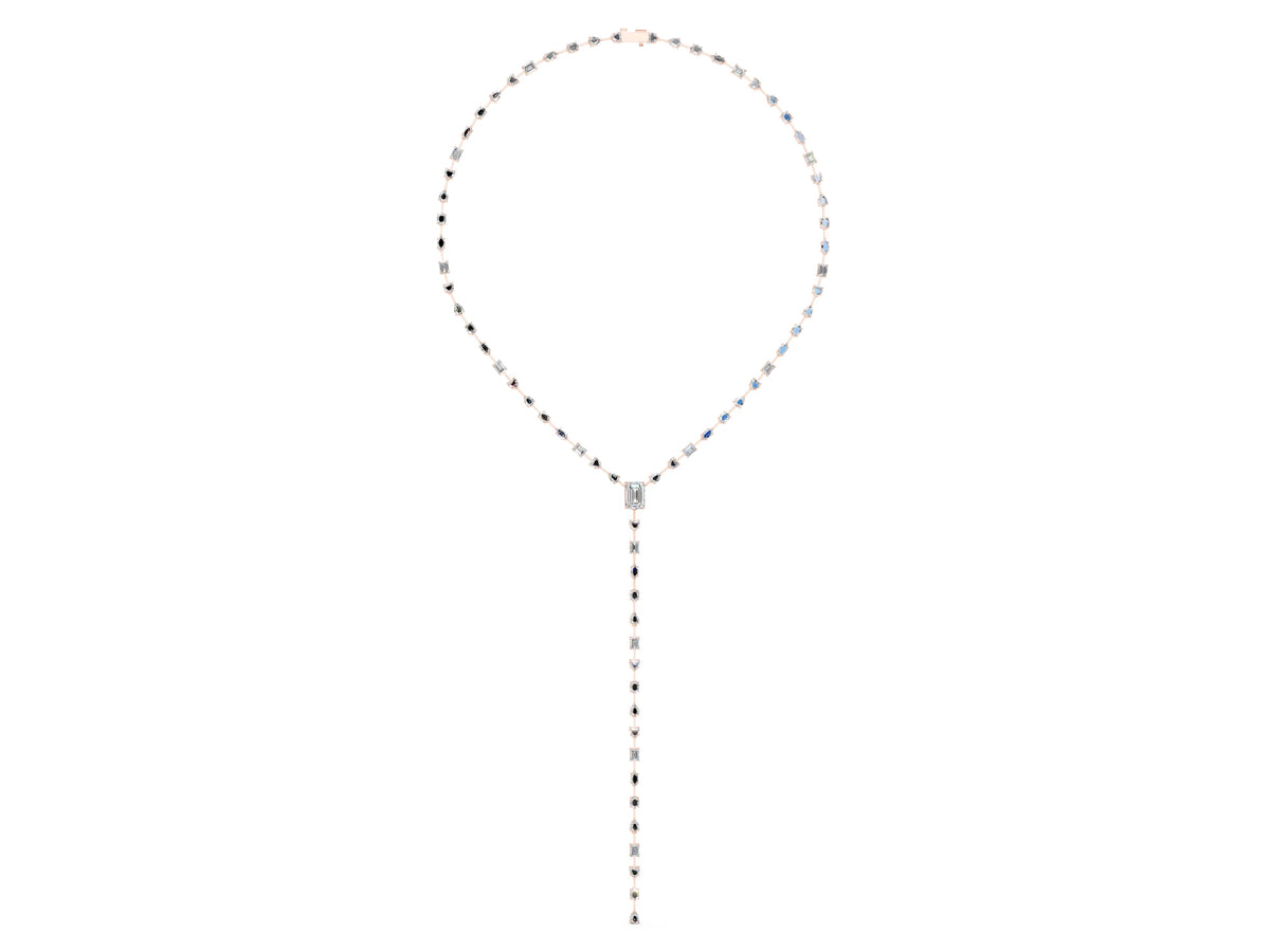 Rose gold Mixed Shape Diamond Lariat Necklace with Station Accents_1