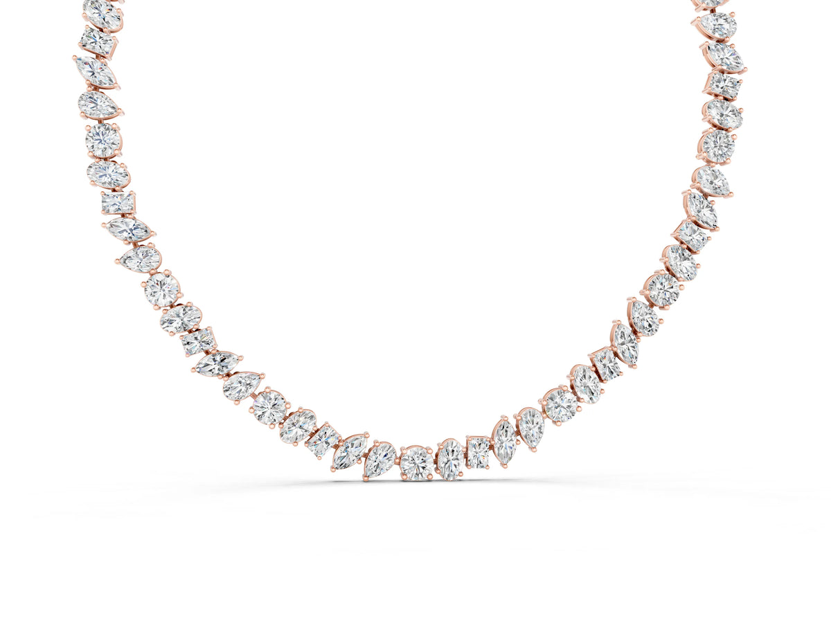 Rose gold Mixed Shape Diamond Tennis Necklace