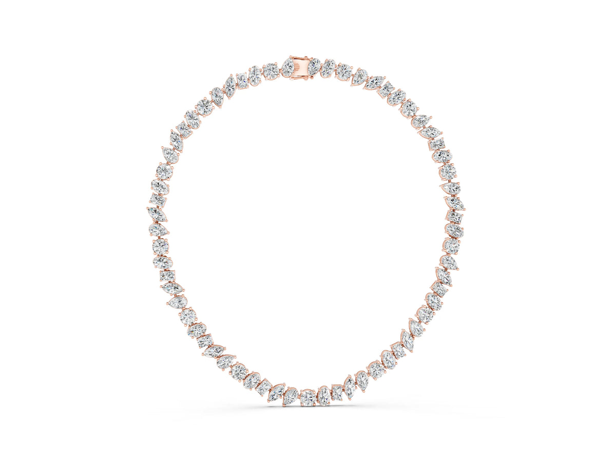 Rose gold Mixed Shape Diamond Tennis Necklace_1