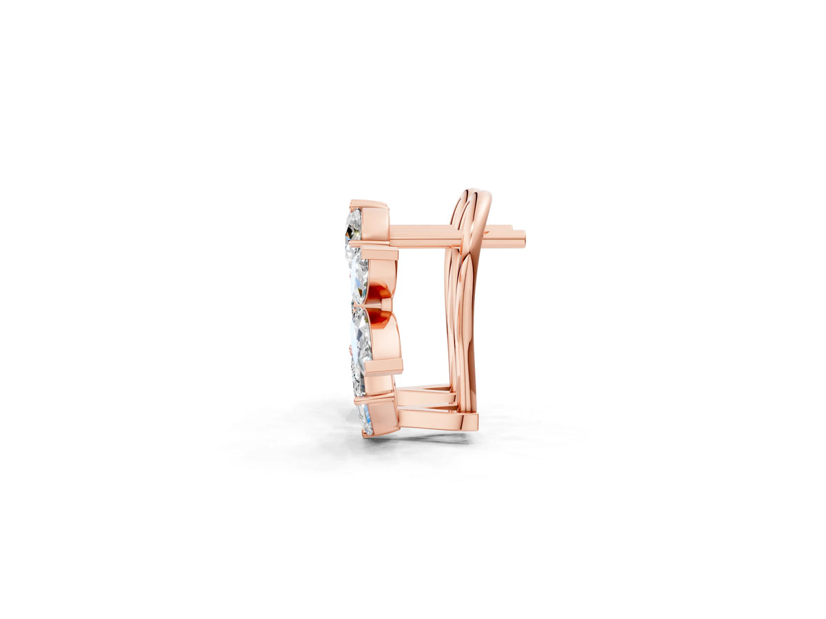Rose gold Multi-Shape Diamond Cluster Stud Earrings_1