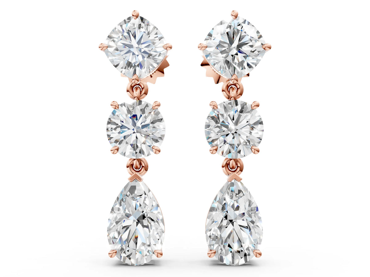 Rose gold Multi-Shape Diamond Drop Earring