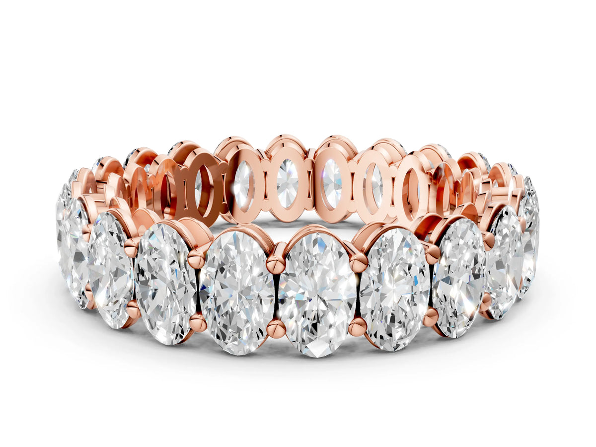 Rose gold Oval Cut Diamond Eternity Band with Shared Prong Setting