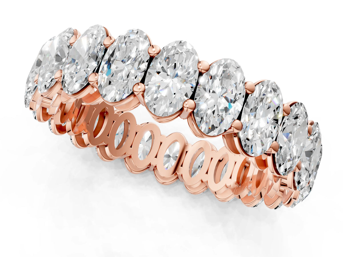 Rose gold Oval Cut Diamond Eternity Band with Shared Prong Setting_1