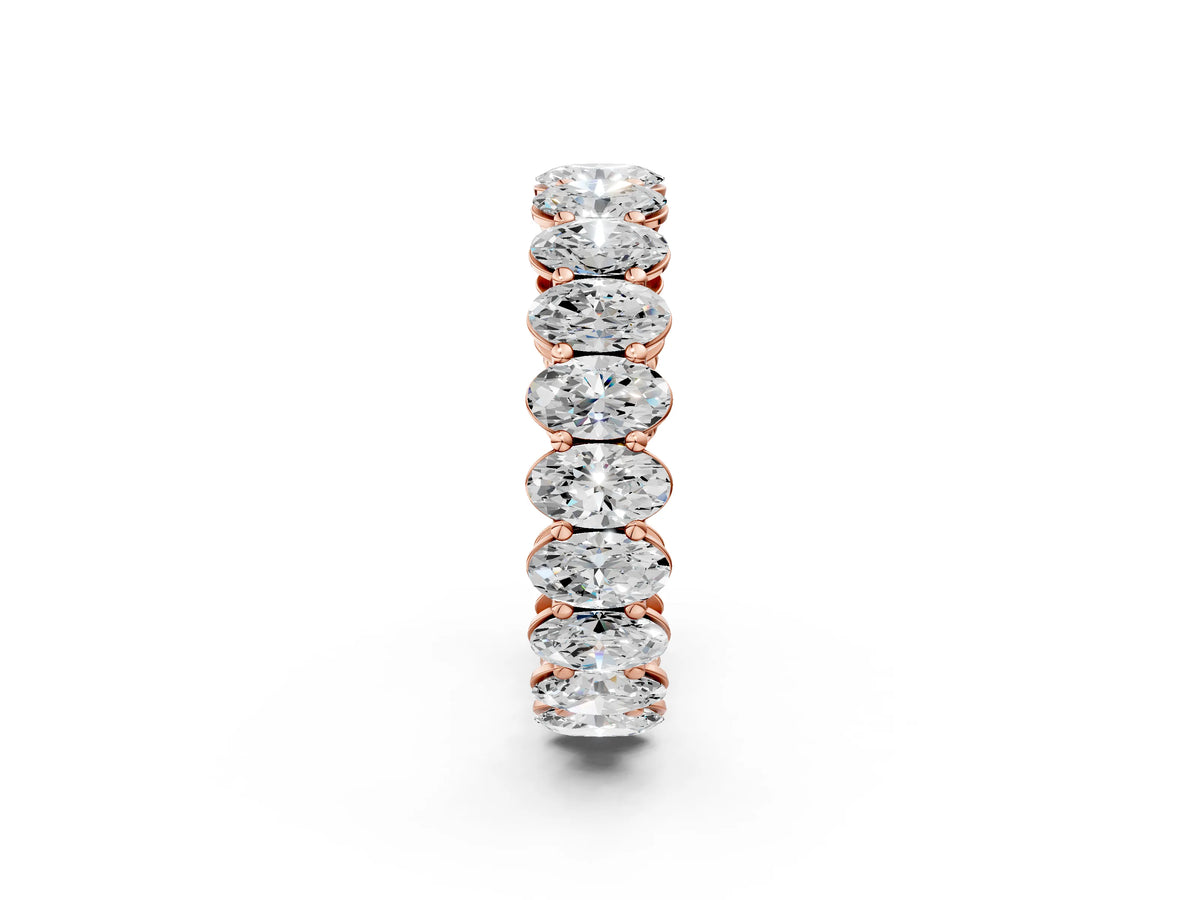 Rose gold Oval Cut Diamond Eternity Band with Shared Prong Setting_2