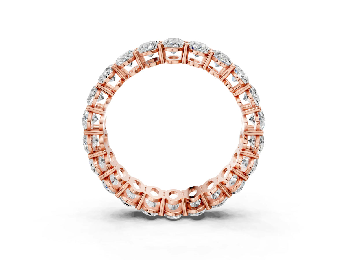 Rose gold Oval Cut Diamond Eternity Band with Shared Prong Setting_3