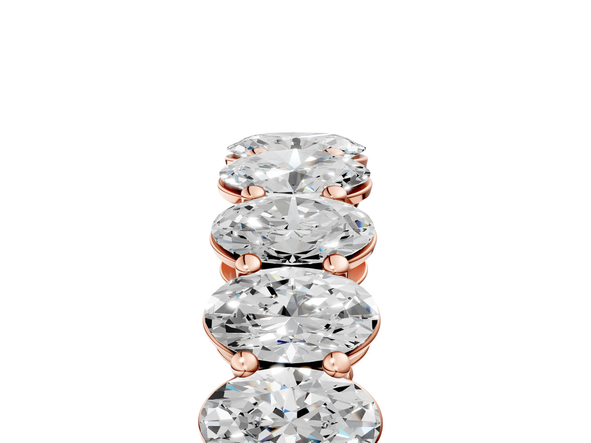 Rose gold Oval Cut Diamond Eternity Band with Shared Prong Setting_5