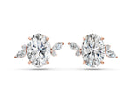 Rose gold Oval Cut Diamond Nature-Inspired Stud Earrings with Marquise and Round Accents