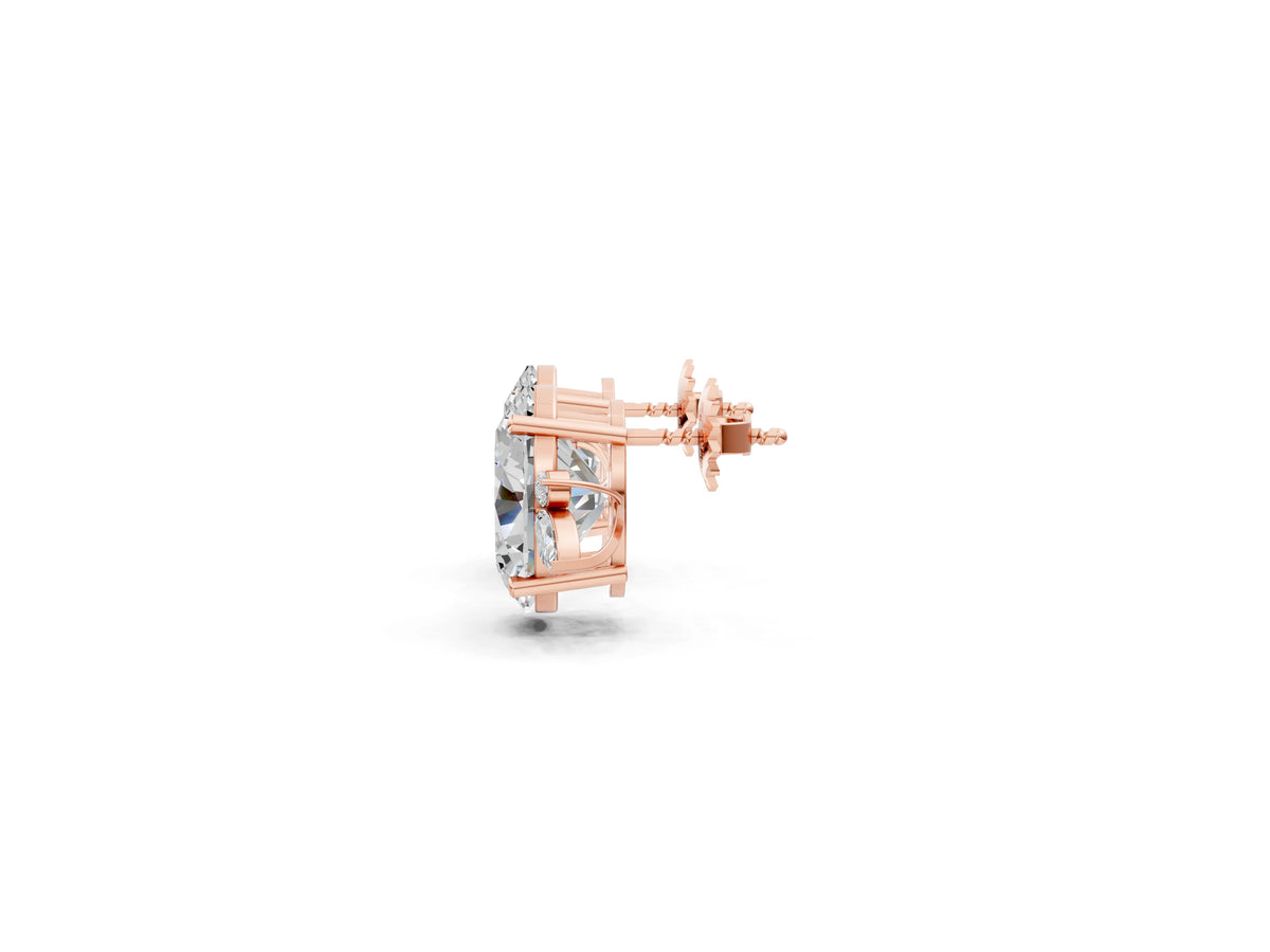 Rose gold Oval Cut Diamond Nature-Inspired Stud Earrings with Marquise and Round Accents_1
