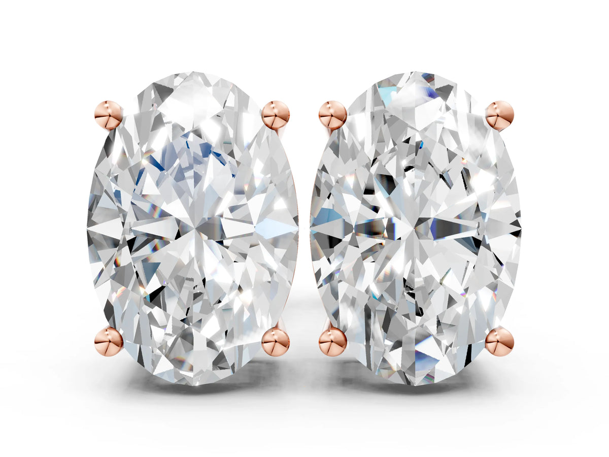 Rose gold Oval Cut Diamond Stud Earrings