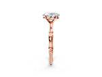 Rose gold Oval Cut Solitaire Diamond Ring with Bamboo Band and Four-Prong Setting_2