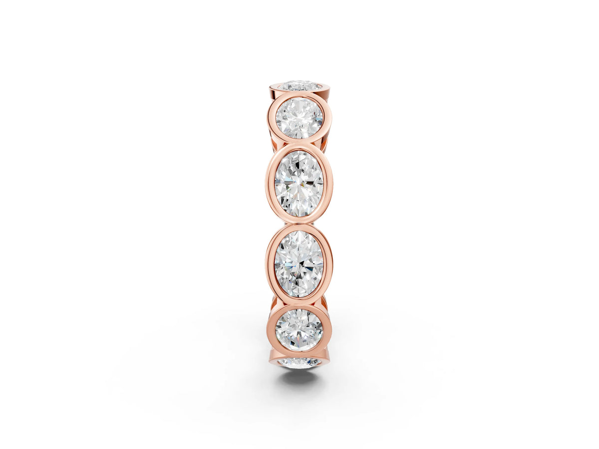 Rose gold Oval Diamond Bezel Set Eternity Wedding Band_2