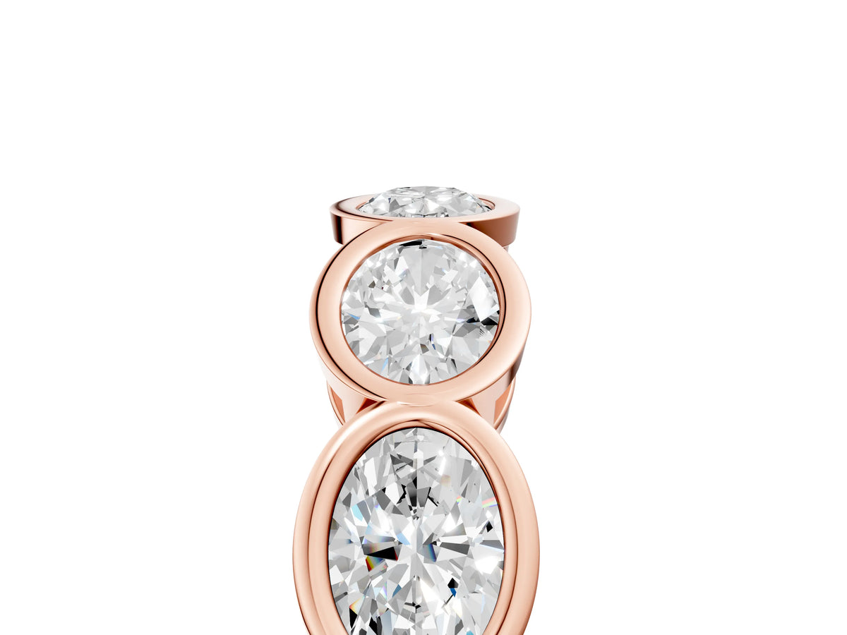 Rose gold Oval Diamond Bezel Set Eternity Wedding Band_5